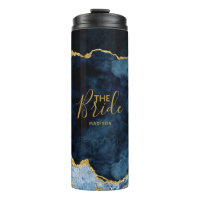Marine Blue & Gold Foil Agate Marbre la mariée