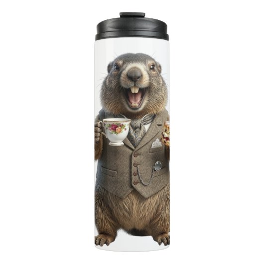 Bouteilles Isothermes Marmotte buvant du thé (Devant)