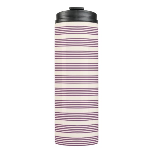 Bouteilles Isothermes Mauve violet beige cinq bandes motif (Devant)