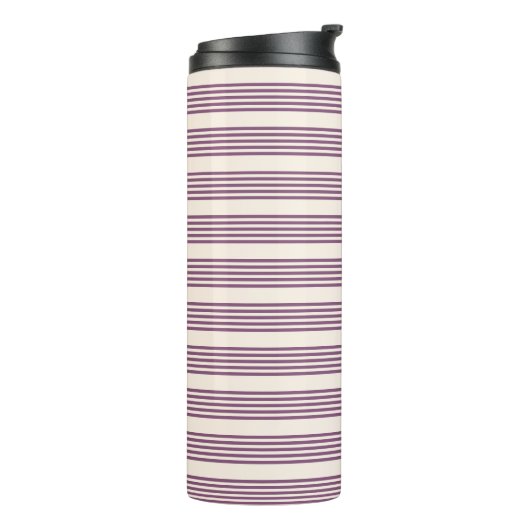 Bouteilles Isothermes Mauve violet beige cinq bandes motif (Tourné sur la gauche)