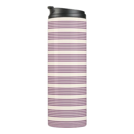 Bouteilles Isothermes Mauve violet beige cinq bandes motif (Tourné sur la droite)