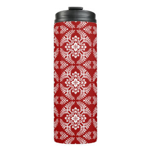 Bouteilles Isothermes Médaillon japonais Motif, rouge profond et blanc