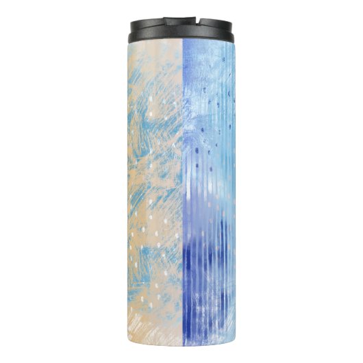 Bouteilles Isothermes Média mixte Abstrait bleu turquoise jaune (Dos)