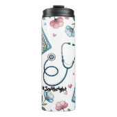 Bouteilles Isothermes Medical Clipboard Stethoscope Floral Pattern (Devant)