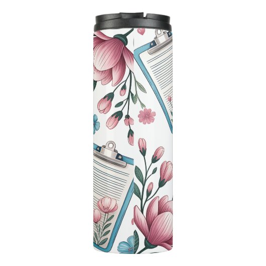 Bouteilles Isothermes Medical Clipboard Stethoscope Floral Pattern (Dos)