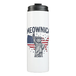 Bouteilles Isothermes Meownica Chat Patriotique Design Vectoriel Vintage