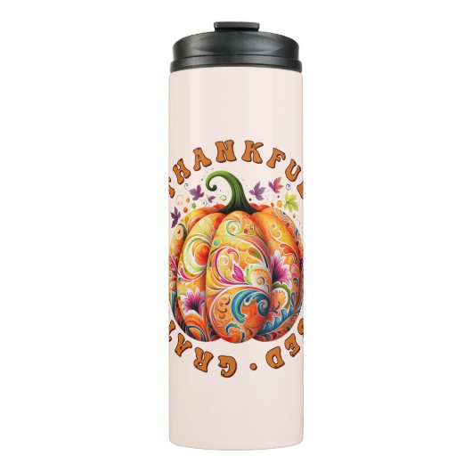 Bouteilles Isothermes Merci, béni, Gratuit Citrouille Floral (Devant)