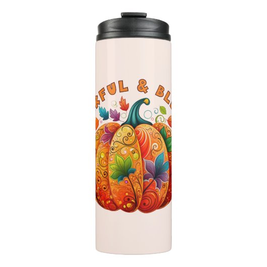 Bouteilles Isothermes Merci et béni Citrouille d'automne (Devant)