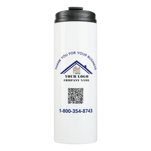 Bouteilles Isothermes Merci et votre logo d'entreprise Code QR (Devant)