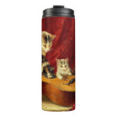 Bouteilles Isothermes Mère Chat et chatons Jouer avec la guitare (Devant)