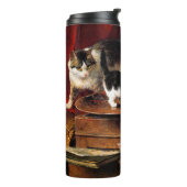 Bouteilles Isothermes Mère Chat et chatons sur table (Tourné sur la gauche)