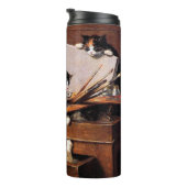 Bouteilles Isothermes Mère Chat et chatons sur table (Tourné sur la droite)