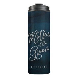 Bouteilles Isothermes Mère du marié Monogramme Bleu foncé Lustré
