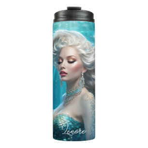 Bouteilles Isothermes Mermaid cheveux en argent Turquoise Océan