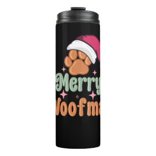 Bouteilles Isothermes Merry Woofmas Rétro Noël rose Chien T-shirt Des