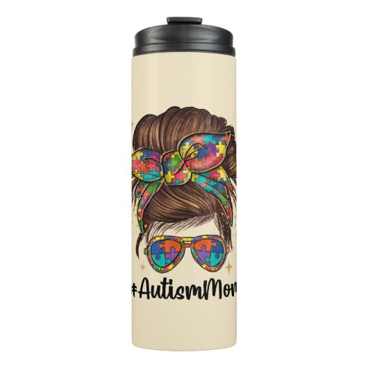 Bouteilles Isothermes Messy Bun Fier Autisme Maman (Devant)