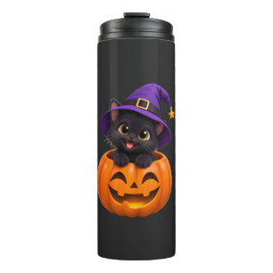 Bouteilles Isothermes Mignon autocollant de chat noir Halloween sorcière