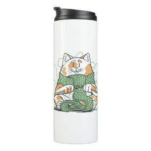 Bouteilles Isothermes Mignon Chat Tricot Création Artisanat Laine Amoure