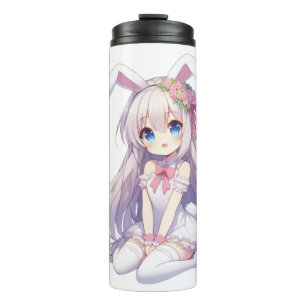 Bouteilles Isothermes mignon, lapin de Pâques en style anime
