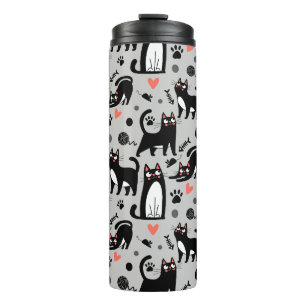 Bouteilles Isothermes Mignon motif sans couture de chat noir sur fond gr