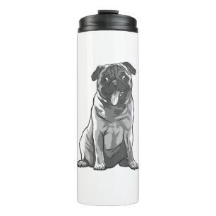 Bouteilles Isothermes Mignon Pug avec Bonne Humeur