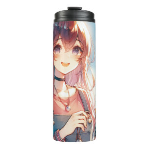 Bouteilles Isothermes Mignonne fille Anime tenant un Boba Tea