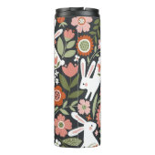 Bouteilles Isothermes Mignons lapins blancs, motif vintage fleuri. (Dos)