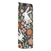 Bouteilles Isothermes Mignons lapins blancs, motif vintage fleuri. (Tourné sur la droite)