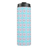 Bouteilles Isothermes Mikitiez bleu minuscule motif de fleurs blanches (Devant)