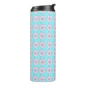 Bouteilles Isothermes Mikitiez bleu minuscule motif de fleurs blanches (Tourné sur la gauche)