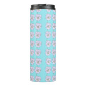 Bouteilles Isothermes Mikitiez bleu minuscule motif de fleurs blanches (Dos)