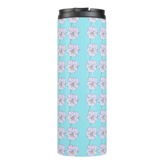 Bouteilles Isothermes Mikitiez bleu minuscule motif de fleurs blanches (Dos)