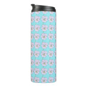 Bouteilles Isothermes Mikitiez bleu minuscule motif de fleurs blanches (Tourné sur la droite)