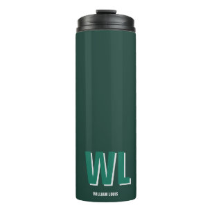 Bouteilles Isothermes Minimaliste Monogramme Vert Émeraude Personnalisé