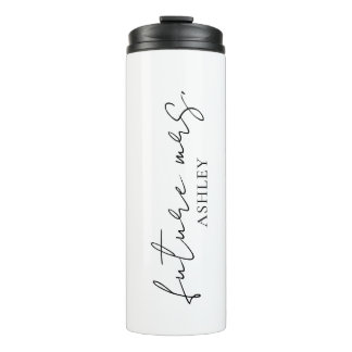 Bouteilles Isothermes Minimaliste Script Noir Personnalisé Future Mrs. N
