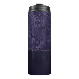 Bouteilles Isothermes Minuit Indigo Romance   Satiny Grunge Damask