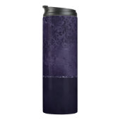 Bouteilles Isothermes Minuit Indigo Romance | Satiny Grunge Damask (Tourné sur la droite)