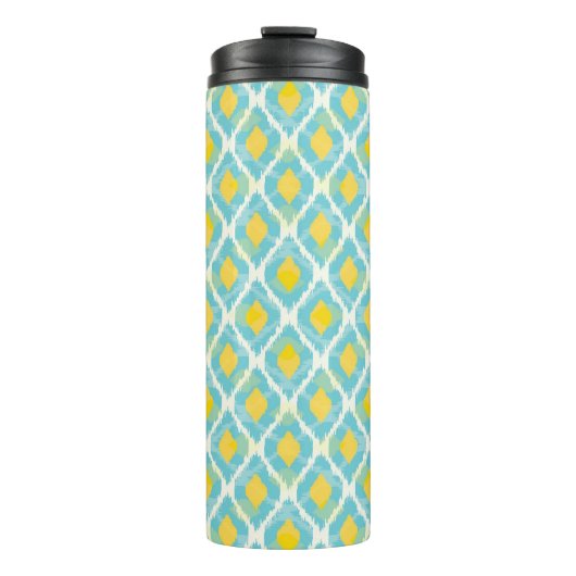 Bouteilles Isothermes Mode jaune bleue d'ikat tribal moderne (Devant)