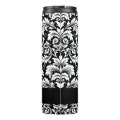 Bouteilles Isothermes Modèle de Damas noir et blanc de script élégant (Dos)