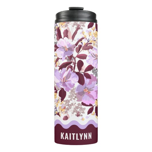 Bouteilles Isothermes Modèle floral pourpre Feuille de Bourgogne Personn (Devant)