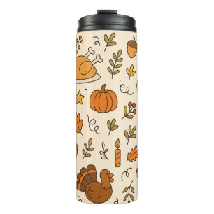 Bouteilles Isothermes Modèle sans couture de doodles de Thanksgiving