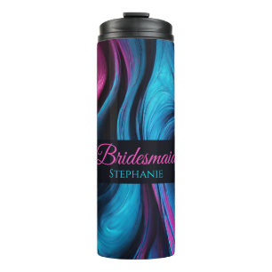 Bouteilles Isothermes Moderne Abstrait-bleu et rose-Bridesmaid-