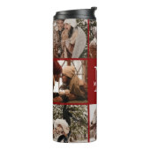 Bouteilles Isothermes Moderne Chic Bourgogne Monogramme & Collage Photo (Tourné sur la gauche)