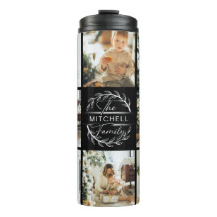 Bouteilles Isothermes Moderne Chic noir Monogramme & photo Collage