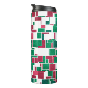 Bouteilles Isothermes Moderne Gras Rouge et Vert Noël Mondrian
