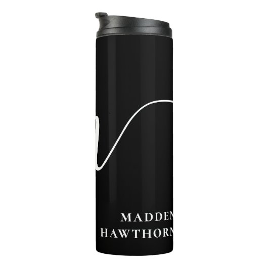 Bouteilles Isothermes Moderne Monogramme Script Calligraphie noir blanc (Tourné sur la droite)