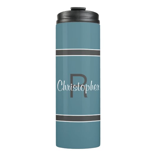 Bouteilles Isothermes Moderne Monogramme Turquoise Grey Stylish Boisson (Devant)