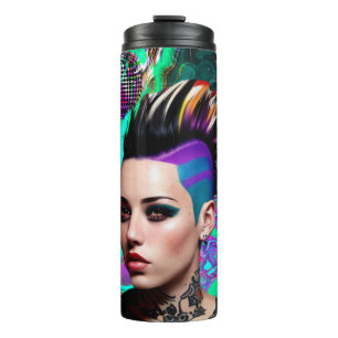 Bouteilles Isothermes Mohawk Punk Girl Art Abstrait