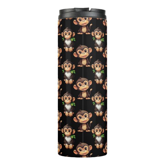Bouteilles Isothermes Monkey Pattern Design Black (Dos)