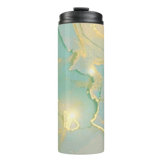 Bouteilles Isothermes Monnaie Vert Marbre Or : Texté (Devant)